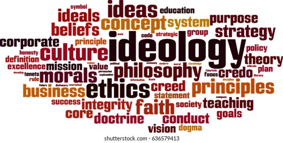 Ideology word cloud concept. Vector illustration