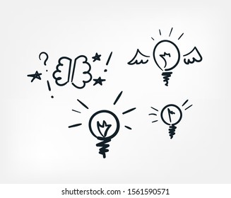 ides creativity line art doodle vector symbol sign concept  set