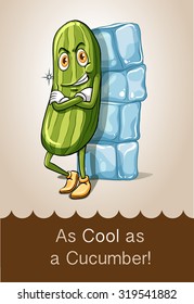 Idiom as cool as cucumber illustration