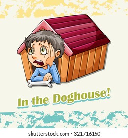 Idiom in der Doghouse-Illustration