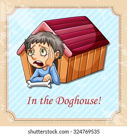 Idiom in der Doghouse-Illustration