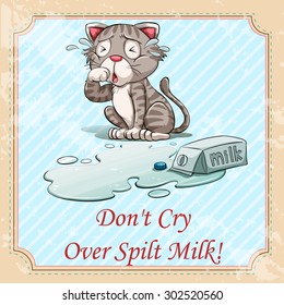 Idiom Don't Cry Over Spilt Milk Illustration