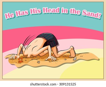 Idiom head in the sand illustration