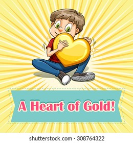 Idiom heart of gold illustration