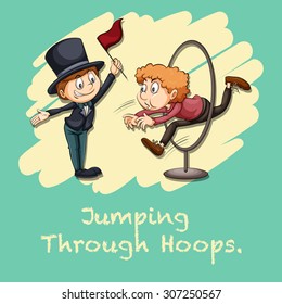 Idiom jumping through hoops illustration