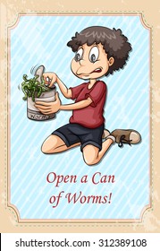 Idiom open a can of worms illustration