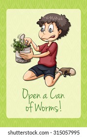 Ilustración Idiom open can of worms