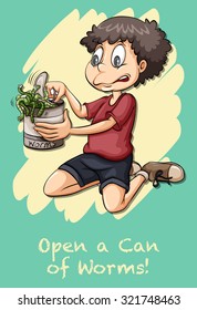 Ilustración Idiom open can of worms