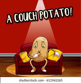 Idiom pharse for counch potato illustration