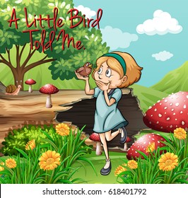 Idiom poster for little bird told me illustration