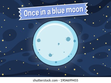 Afiche de Idiom con una ilustración de Once in blue moon