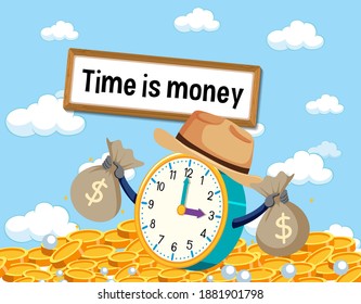 Idiom poster with Time is money illustration