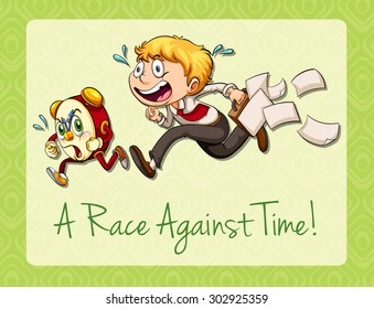 Idiom race against time illustration