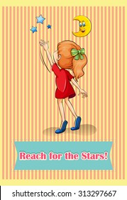 Idiom reach for the stars illustration