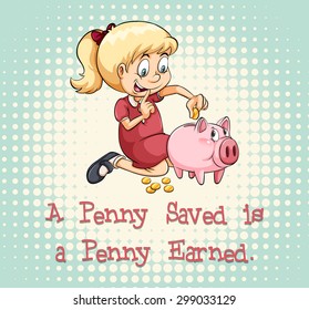 Idiom diciendo que un centavo ahorrado es un centavo ganado