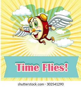 Idiom saying time flies illustration