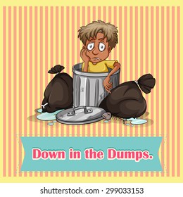 Idiom says down in the dummps