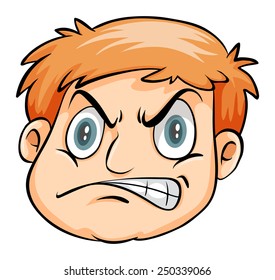 An idiom showing a man with a foam in the mouth on a white background