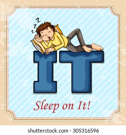Idiom duerme en la ilustración