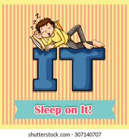 Idiom duerme en la ilustración