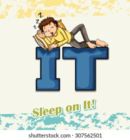 Idiom sleep on it illustration