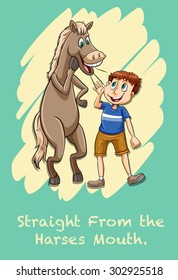 Idiom straight from the harses mouth illustration