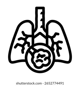 vetor de ícone de linha de fibrose pulmonar idiopática. sinal de fibrose pulmonar idiopática. símbolo de contorno isolado ilustração preta