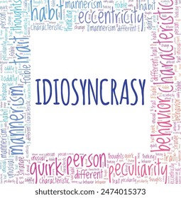 Idiosyncrasy word cloud conceptual design isolated on white background.