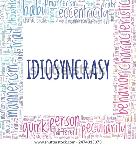 Idiosyncrasy word cloud conceptual design isolated on white background.