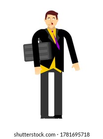 Idiot Boss. Nerd Businessman Isolated. Vector Illustration
