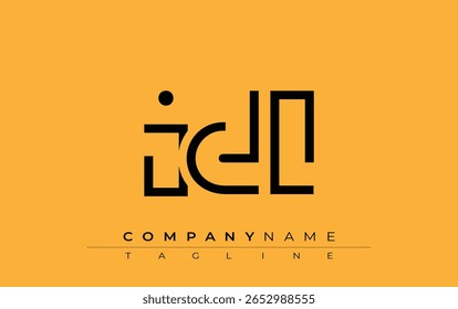 Design de letra abstrata IDL. Design de logotipo comercial moderno com tipografia abstrata e estilo contemporâneo