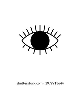 Idle eye icon with eyelashes for a website or application, as well as a silhouette for laser cutting. Eye treatment clinic logo.Vector illustration isolated on white.