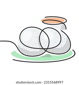 Idli or idly is a type of savoury rice cake, originating from South India, popular as a breakfast food in Southern India and in Sri Lanka. Line and dots illustration