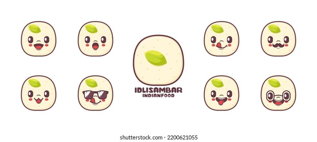 idli sambar cartoon. food vector illustration. icon, expression.