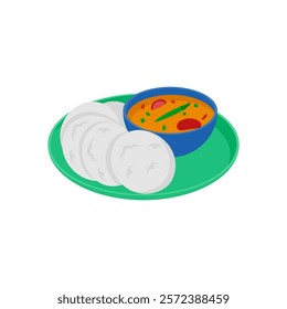 Idli Sambar, Indian Symbol Vector Illustration