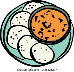 Idli sambar is very tasty and healthy snack in India.