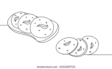 Idli. A South Indian dish that is a rice cake. Rice cakes sprinkled with herbs and spices. Vector illustration. Images produced without the use of any form of AI software at any stage. 