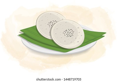 Idli - vector illustration with banana leaf