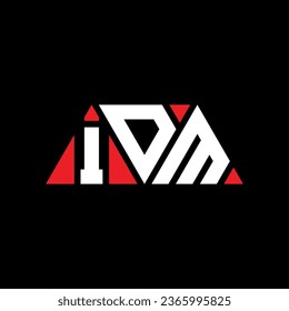 IDM triangle letter logo design with triangle shape. IDM triangle logo design monogram. IDM triangle vector logo template with red color. IDM triangular logo Simple, Elegant, and Luxurious design.