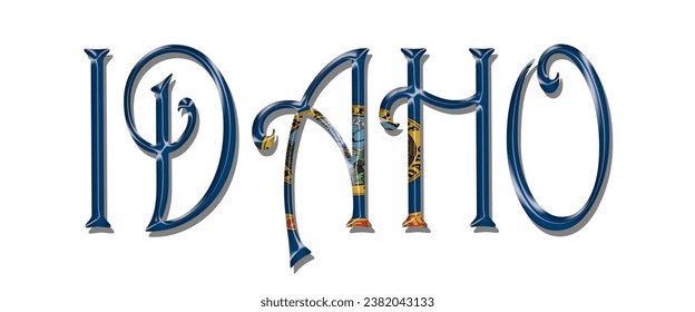 IDOHA USA flag text font, 3D IDOHA flag colorful background, IDOHA flag vector illustration