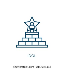 Idol Icon. Thin Linear Idol Outline Icon Isolated On White Background. Line Vector Idol Sign, Symbol For Web And Mobile