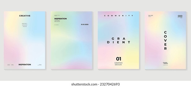 Idol lover posters set. Cute gradient holographic background vector with pastel colors, gradient mesh. Y2k trendy wallpaper design for social media, cards, banner, flyer, brochure.