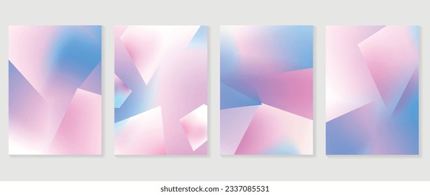 Idol lover posters set. Cute gradient holographic background vector with pastel colors, 3d geometric shapes. Y2k trendy wallpaper design for social media, cards, banner, flyer, brochure.