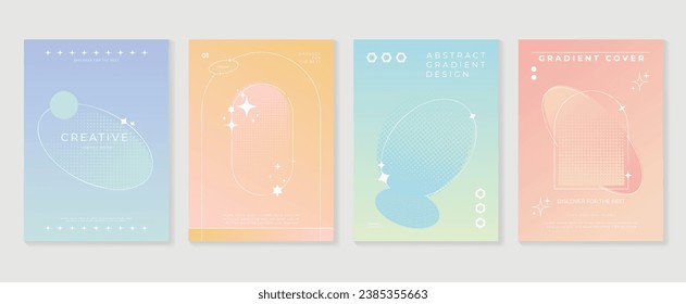 Afiches de los amantes de Idol. Vector de fondo holográfico de gradiente de corte con color pastel, brillo, borde, textura de medio tono. Diseño de fondo de pantalla de moda para medios sociales, tarjetas, banner, volante, folleto.