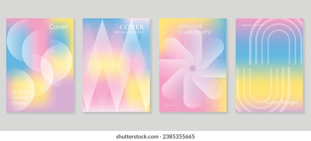 Afiches de los amantes de Idol. Vector de fondo holográfico de gradiente de corte con color vibrante, formas geométricas, flor. Diseño de fondo de pantalla de moda para medios sociales, tarjetas, banner, volante, folleto.