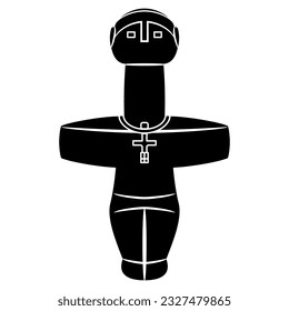 Idol of Pomos. Ancient chalcolithic cruciform figurine from Cyprus. Black and white negative silhouette.