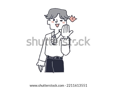 Idol throwing a kiss, comical hand-drawn person, vector, line drawing and color