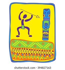 Idol and warrior hand drawing style.