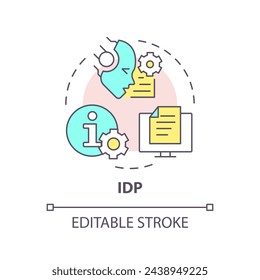 IDP ai multi color concept icon. Intelligent document processing. Data management. Round shape line illustration. Abstract idea. Graphic design. Easy to use in infographic, presentation