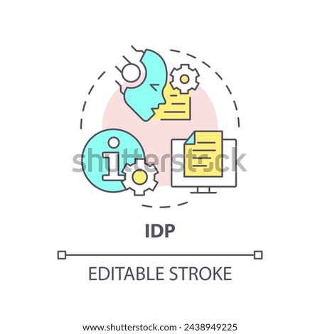 IDP ai multi color concept icon. Intelligent document processing. Data management. Round shape line illustration. Abstract idea. Graphic design. Easy to use in infographic, presentation